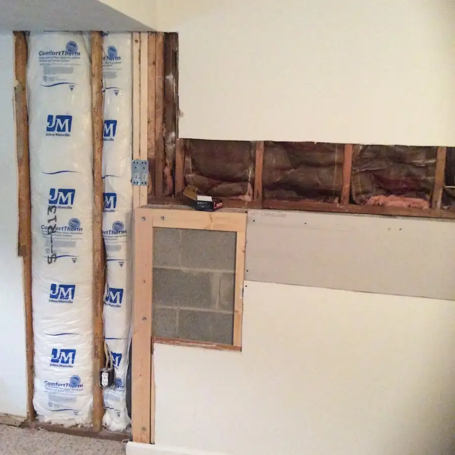 Wall insulation replacement during Contents Cleaning & Restoration in East Longmeadow